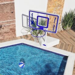 Dunn-Rite Splash & Shoot Outdoor Adjustable Height Swimming Pool Basketball Hoop (Clear Xtreme Blue)