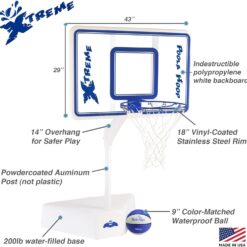 Dunn-Rite Splash & Shoot Outdoor Adjustable Height Swimming Pool Basketball Hoop (Clear Xtreme Blue)