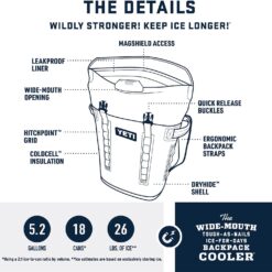 YETI Hopper M20 Series Backpack Soft Sided Coolers with MagShield Access, Big Sky Blue