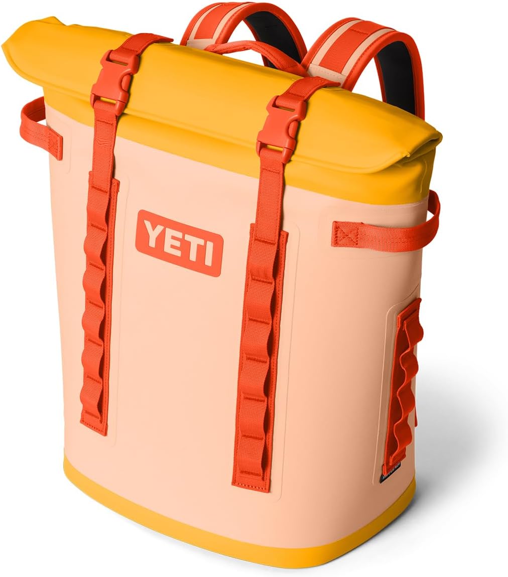 YETI Hopper M20 Series Backpack Soft Sided Coolers with MagShield Access, Peach/Beekeeper