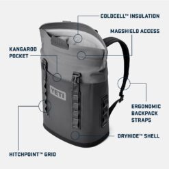 YETI Hopper M12 Series Backpack Soft Sided Coolers with MagShield Access, Peach/Beekeeper