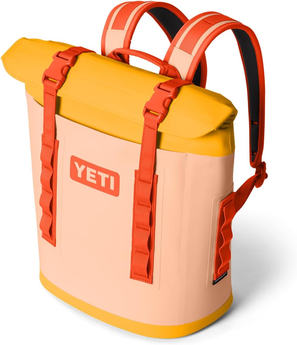 YETI Hopper M12 Series Backpack Soft Sided Coolers with MagShield Access, Peach/Beekeeper