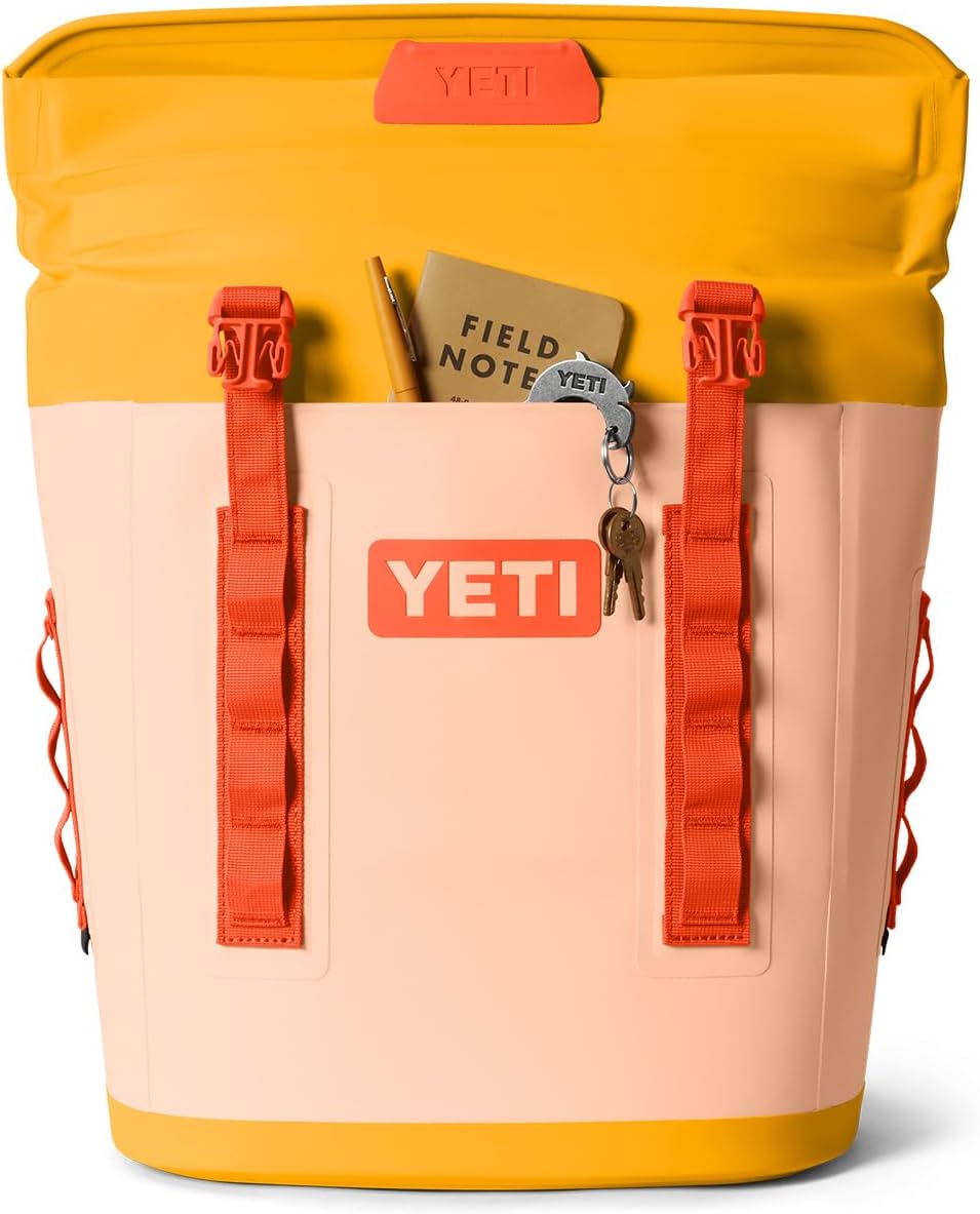 YETI Hopper M12 Series Backpack Soft Sided Coolers with MagShield Access, Peach/Beekeeper