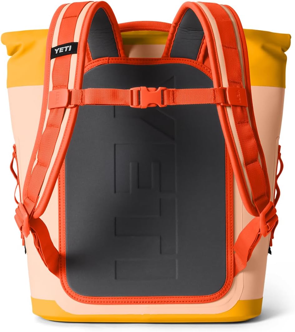 YETI Hopper M12 Series Backpack Soft Sided Coolers with MagShield Access, Peach/Beekeeper