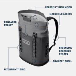 YETI Hopper M12 Series Backpack Soft Sided Coolers with MagShield Access, Wild Vine Red