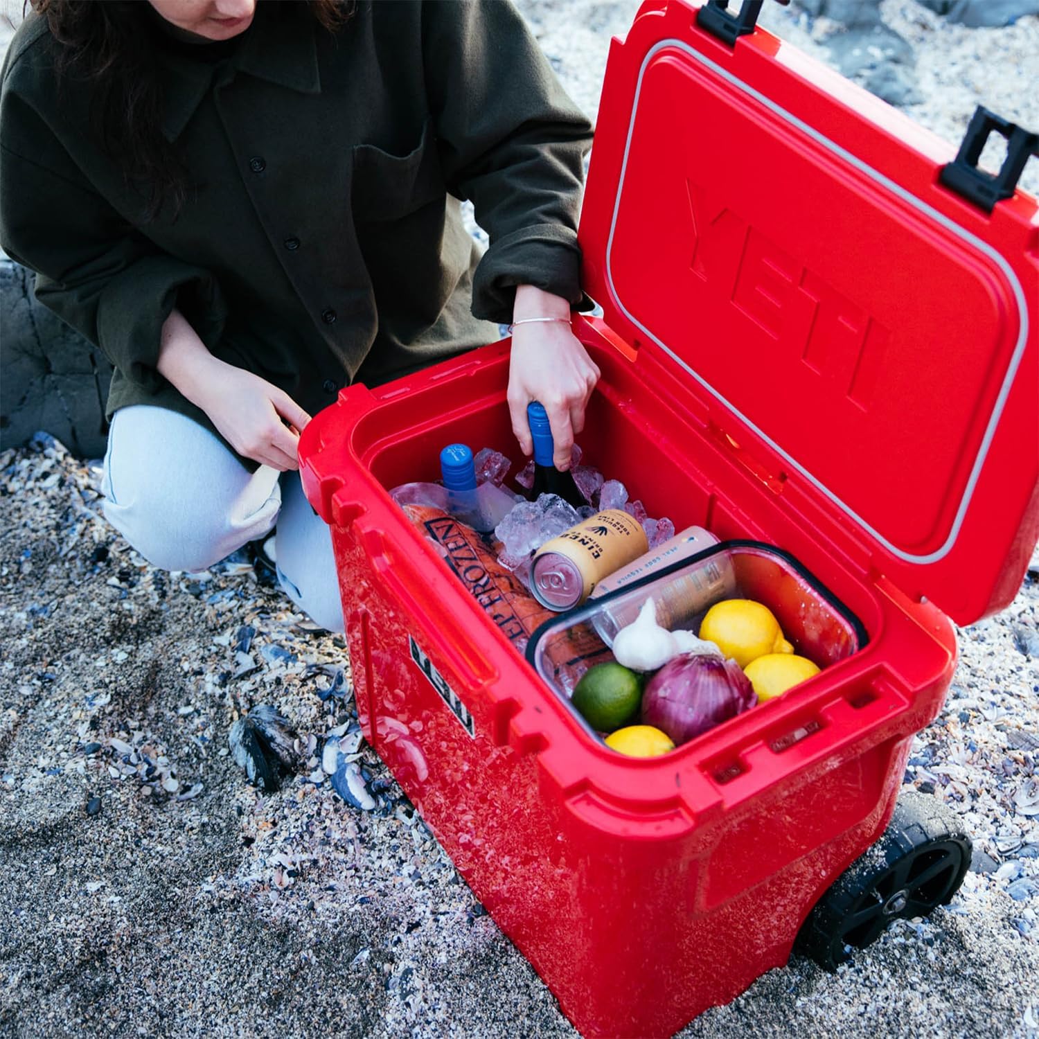 YETI Roadie 32 Wheeled Cooler, Rescue Red