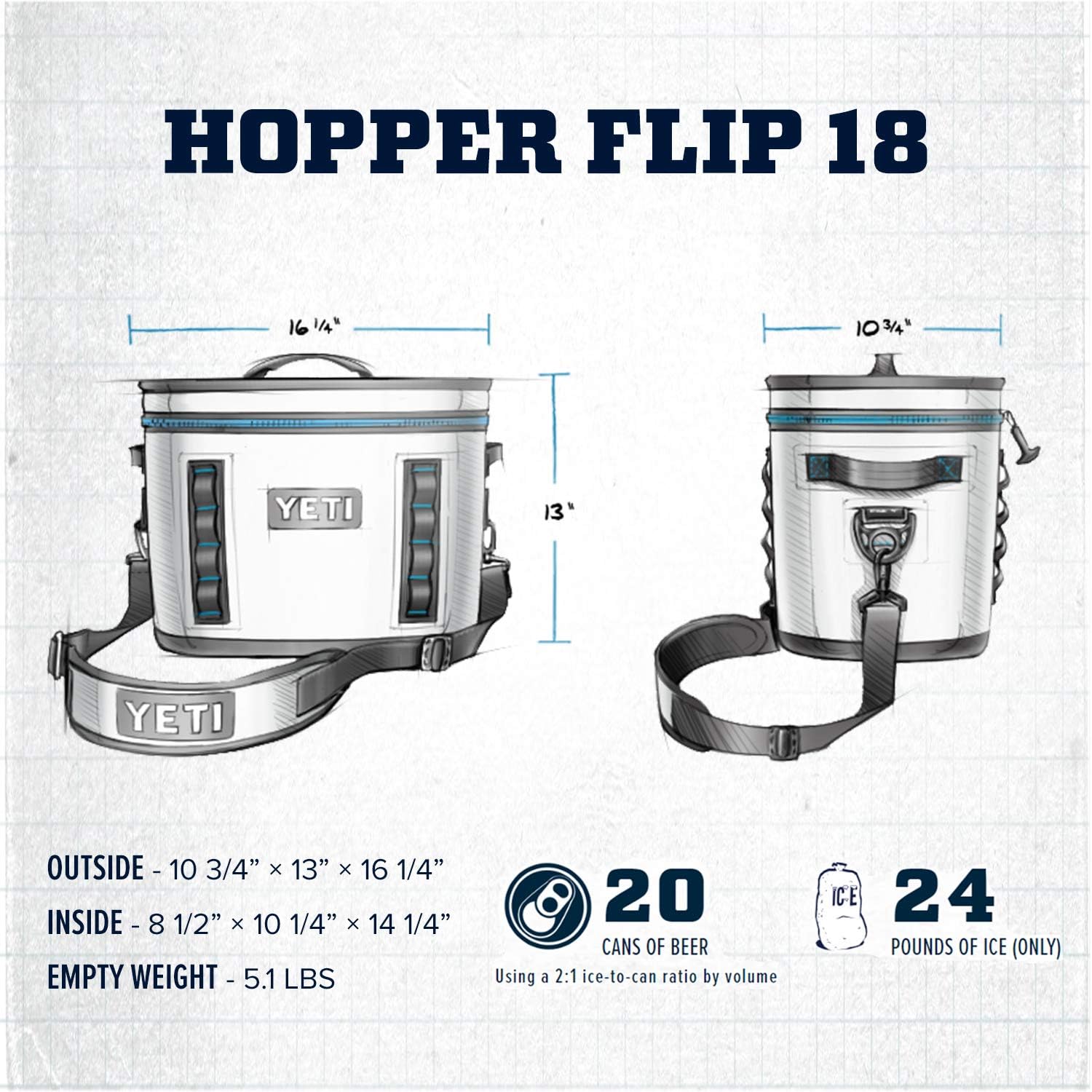 YETI Hopper Flip 18 Portable Soft Cooler, Charcoal