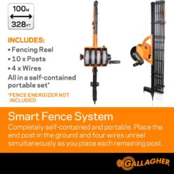 Gallagher Smart Fence 2 | Portable Fence for Containing Animals, Temporary Field Fencing, Quick and Easy Install, Safe and Versatile