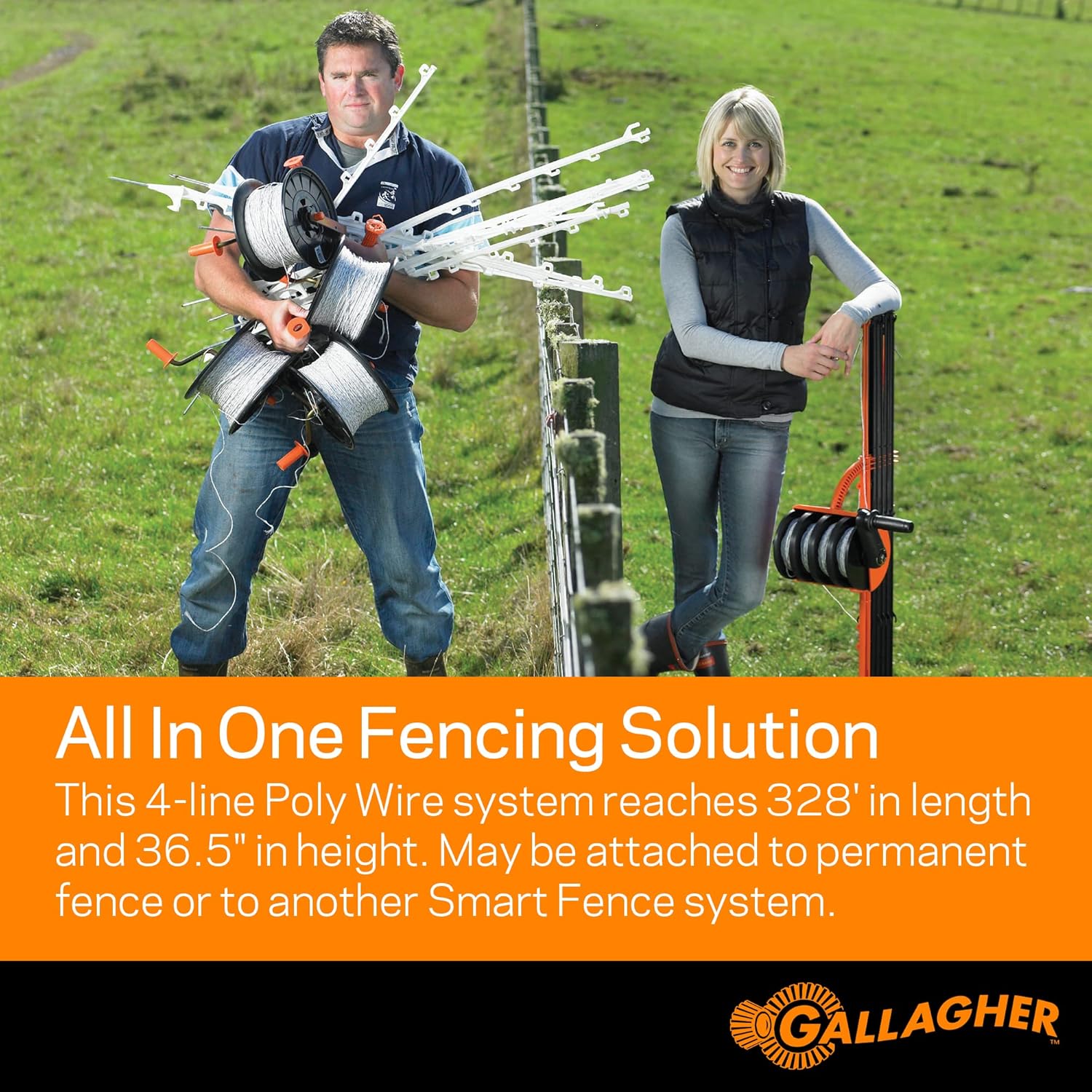 Gallagher Smart Fence 2 | Portable Fence for Containing Animals, Temporary Field Fencing, Quick and Easy Install, Safe and Versatile