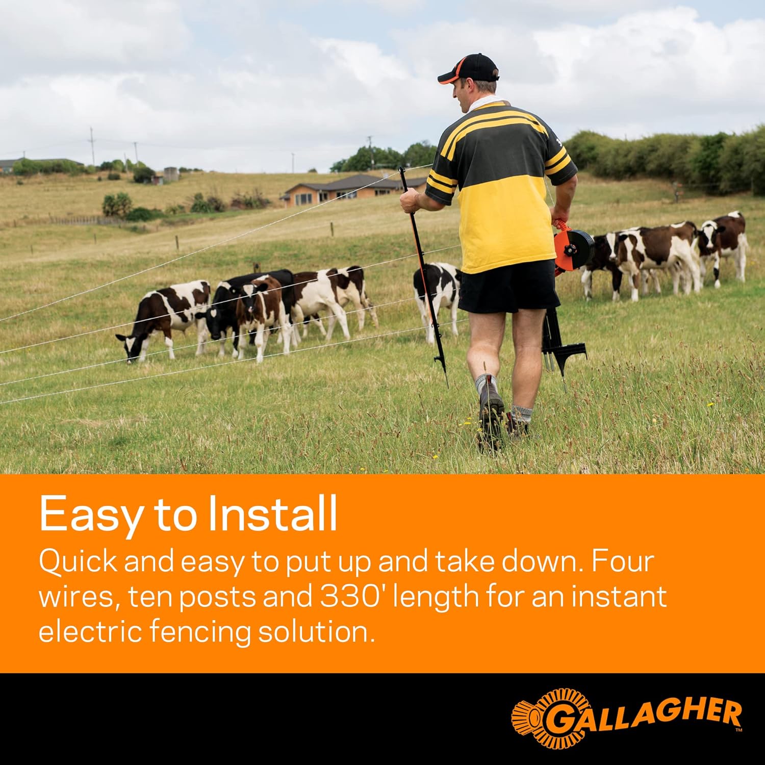 Gallagher Smart Fence 2 | Portable Fence for Containing Animals, Temporary Field Fencing, Quick and Easy Install, Safe and Versatile
