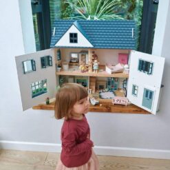 Tender Leaf Toys - Dovetail House - Large Luxury 27.36" Tall 3 Story Doll House with 6 Rooms