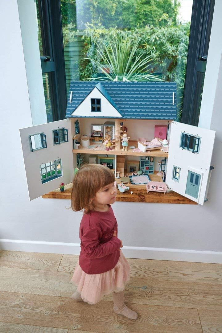 Tender Leaf Toys - Dovetail House - Large Luxury 27.36" Tall 3 Story Doll House with 6 Rooms