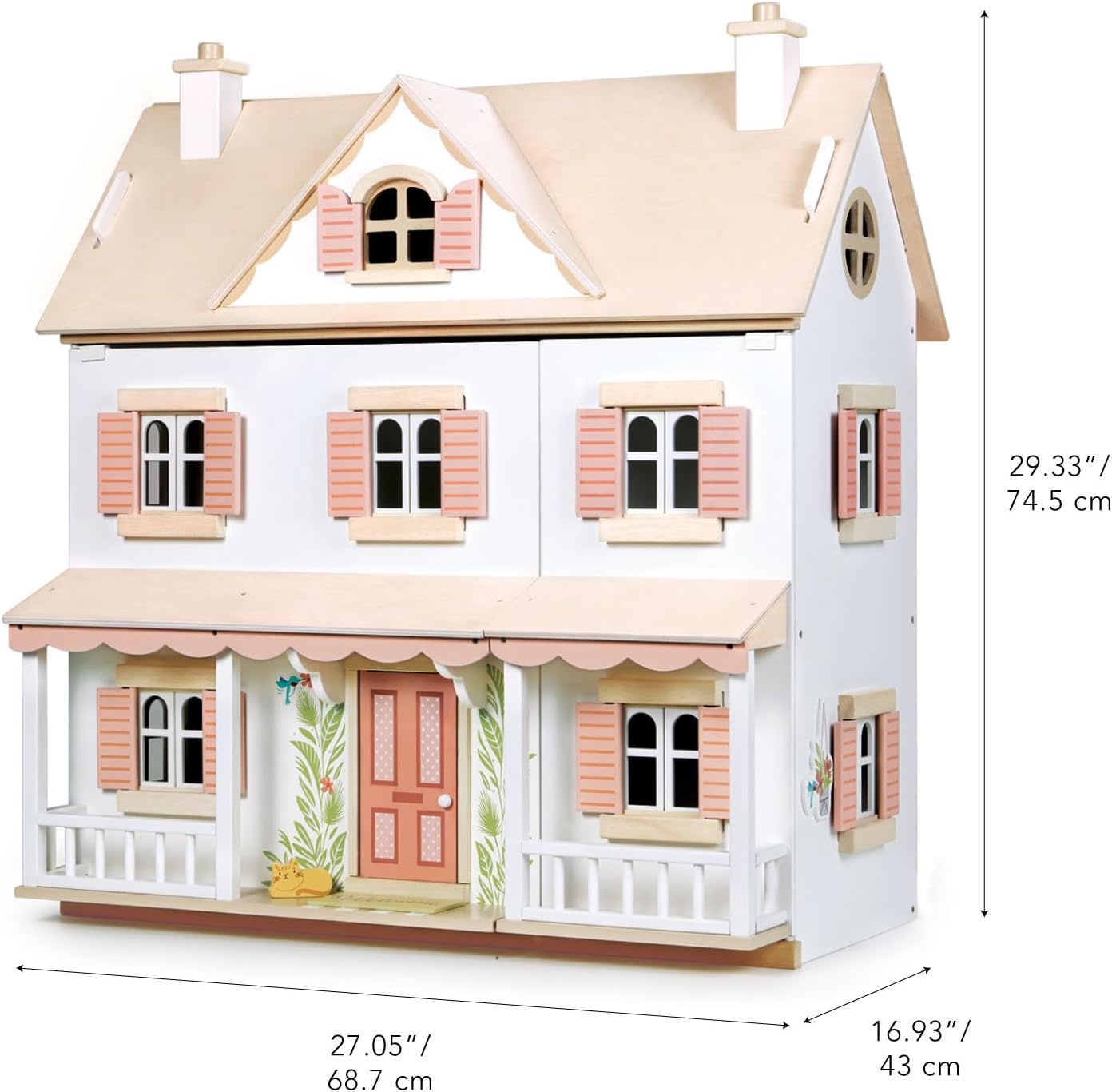 Tender Leaf Toys - Humming Bird House - 3 Story Large Wooden Colonial Style Doll House