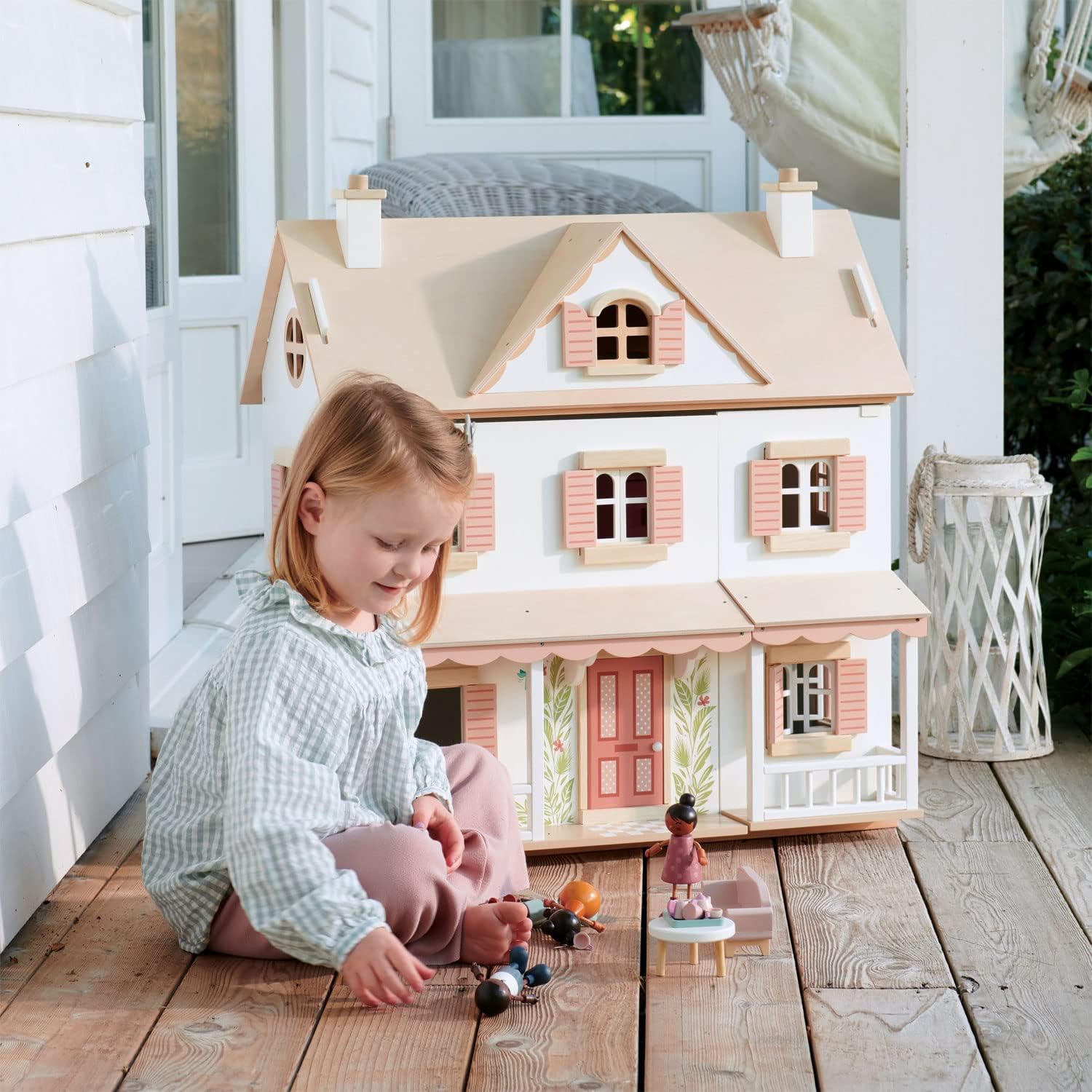 Tender Leaf Toys - Humming Bird House - 3 Story Large Wooden Colonial Style Doll House