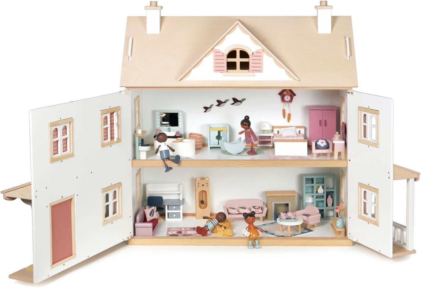Tender Leaf Toys - Humming Bird House - 3 Story Large Wooden Colonial Style Doll House