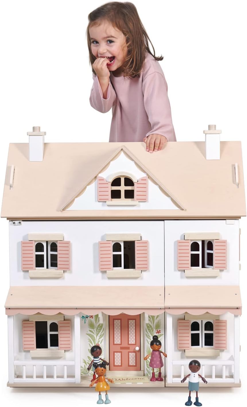 Tender Leaf Toys - Humming Bird House - 3 Story Large Wooden Colonial Style Doll House