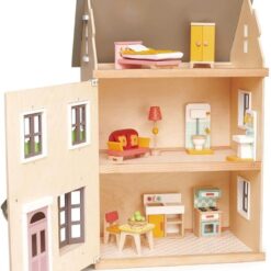 Tender Leaf Toys - Foxtail Villa - Furnished 27.95” Tall Town Style Pretend Play Doll House