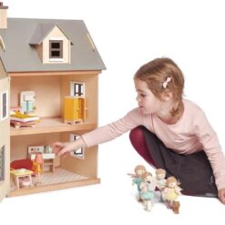 Tender Leaf Toys - Foxtail Villa - Furnished 27.95” Tall Town Style Pretend Play Doll House
