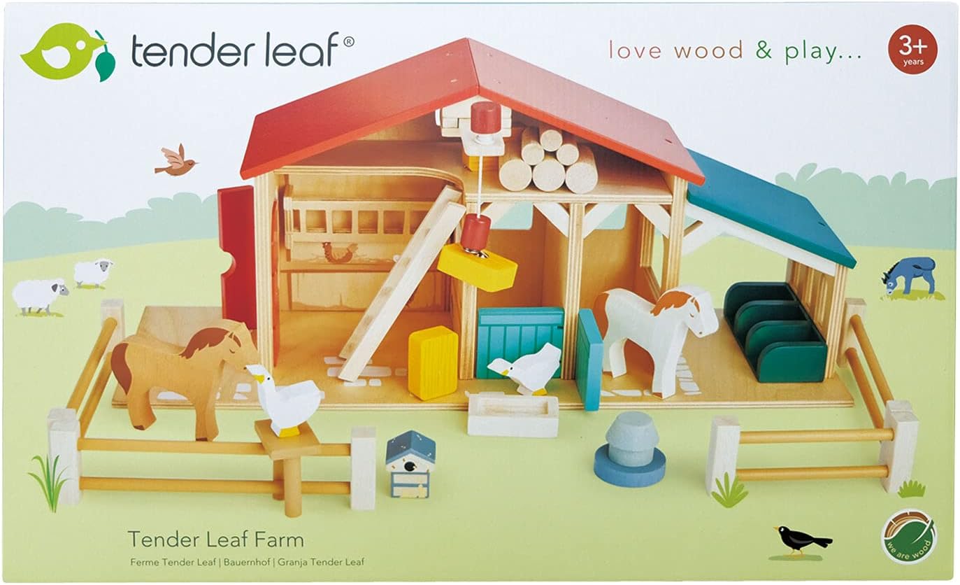 Tender Leaf Toys - Tender Leaf Farm - Realistic Colorful Wooden Farmhouse Toy Set