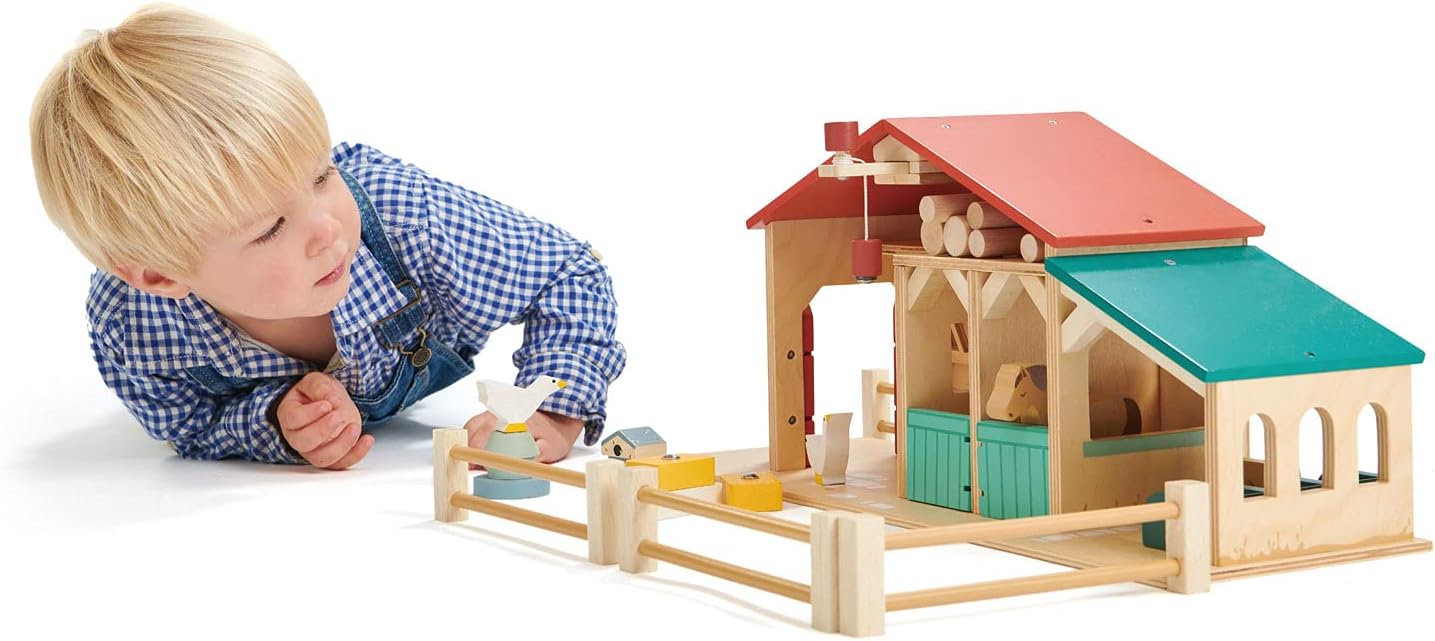 Tender Leaf Toys - Tender Leaf Farm - Realistic Colorful Wooden Farmhouse Toy Set