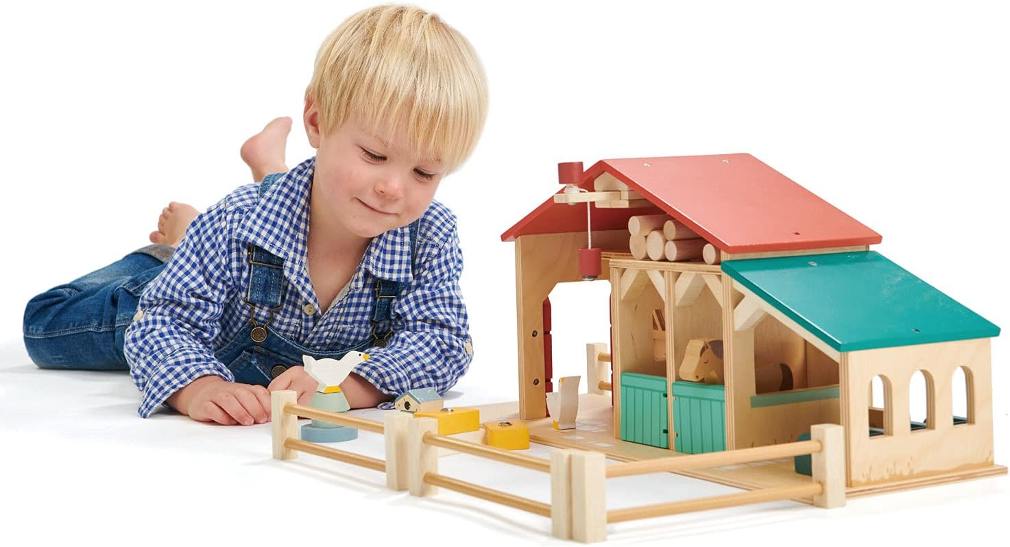 Tender Leaf Toys - Tender Leaf Farm - Realistic Colorful Wooden Farmhouse Toy Set