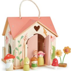 Tender Leaf Toys - Rosewood Cottage - Portable Furnished Wooden 2-Story Dollhouse Set