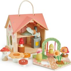 Tender Leaf Toys - Rosewood Cottage - Portable Furnished Wooden 2-Story Dollhouse Set