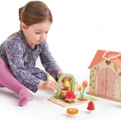 Tender Leaf Toys - Rosewood Cottage - Portable Furnished Wooden 2-Story Dollhouse Set