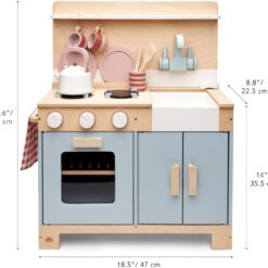 Tender Leaf Toys - Mini Chef Home Kitchen - Wooden Kitchenette Fully Equipped with Accessories