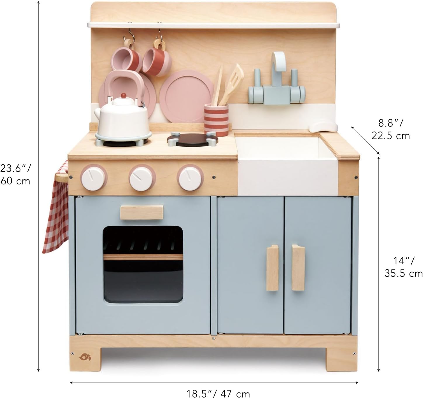Tender Leaf Toys - Mini Chef Home Kitchen - Wooden Kitchenette Fully Equipped with Accessories