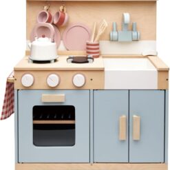 Tender Leaf Toys - Mini Chef Home Kitchen - Wooden Kitchenette Fully Equipped with Accessories