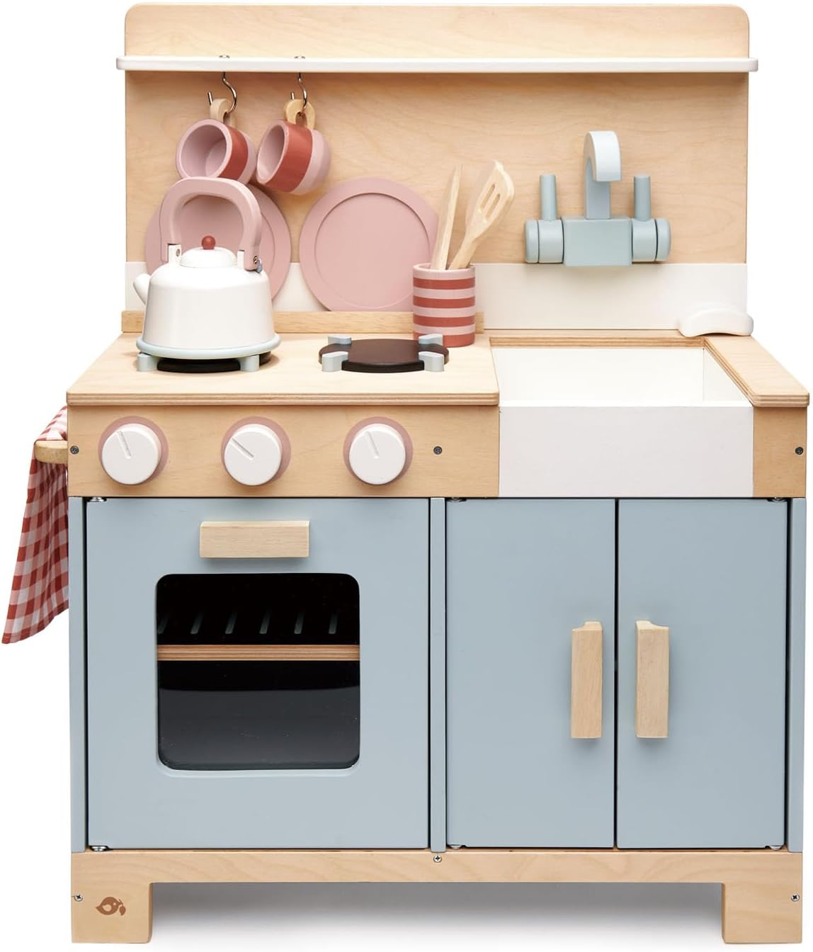 Tender Leaf Toys - Mini Chef Home Kitchen - Wooden Kitchenette Fully Equipped with Accessories