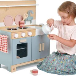 Tender Leaf Toys - Mini Chef Home Kitchen - Wooden Kitchenette Fully Equipped with Accessories