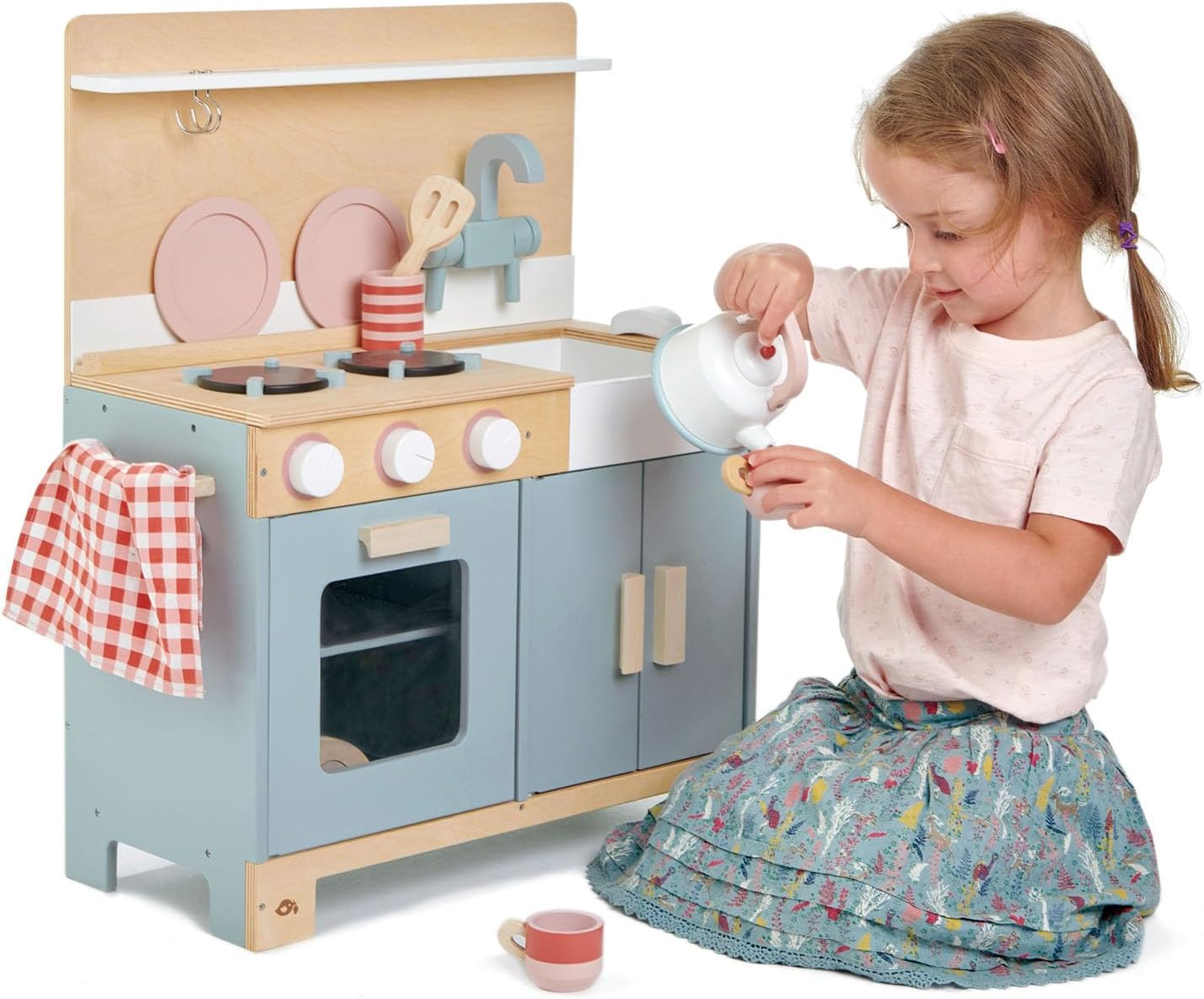 Tender Leaf Toys - Mini Chef Home Kitchen - Wooden Kitchenette Fully Equipped with Accessories
