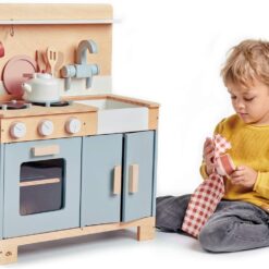 Tender Leaf Toys - Mini Chef Home Kitchen - Wooden Kitchenette Fully Equipped with Accessories