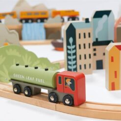 Tender Leaf Toys Mountain View Train Set, 57.09-inch Length, Recyclable Wood, Children, Indoor, Playsets