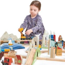Tender Leaf Toys Mountain View Train Set, 57.09-inch Length, Recyclable Wood, Children, Indoor, Playsets