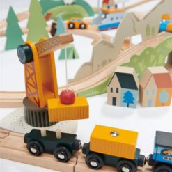 Tender Leaf Toys Mountain View Train Set, 57.09-inch Length, Recyclable Wood, Children, Indoor, Playsets