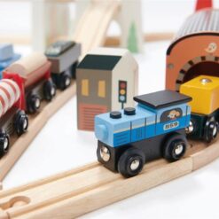 Tender Leaf Toys Mountain View Train Set, 57.09-inch Length, Recyclable Wood, Children, Indoor, Playsets