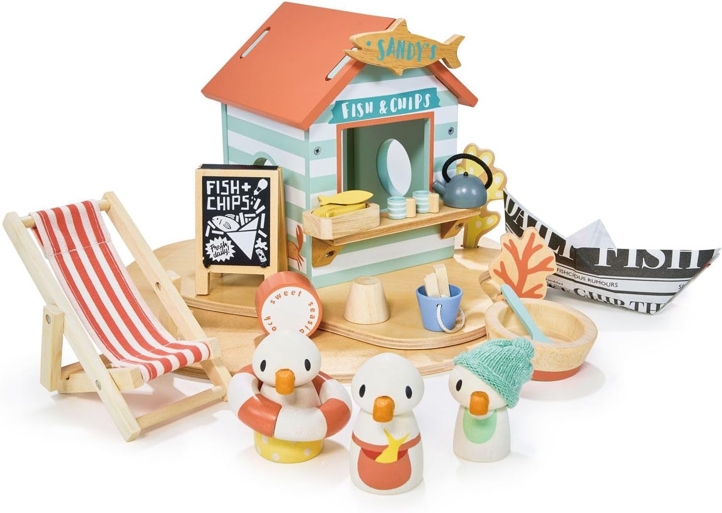 Tender Leaf Toys - Sandy’s Beach Hut - Wooden Toy Seagull Family