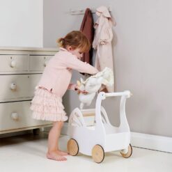 Tender Leaf Toys - Sweet Swan Pram - Wooden Swan Shape Dolls Stroller