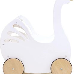 Tender Leaf Toys - Sweet Swan Pram - Wooden Swan Shape Dolls Stroller