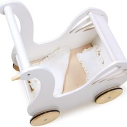 Tender Leaf Toys - Sweet Swan Pram - Wooden Swan Shape Dolls Stroller