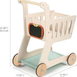 Tender Leaf Toys - Shopping Cart - Wooden Shopping Cart with Extra Storage