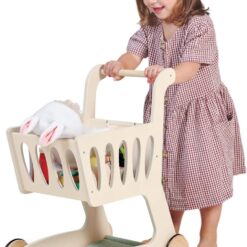 Tender Leaf Toys - Shopping Cart - Wooden Shopping Cart with Extra Storage
