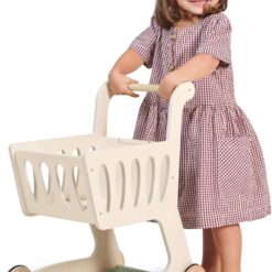 Tender Leaf Toys - Shopping Cart - Wooden Shopping Cart with Extra Storage