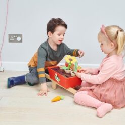 Tender Leaf Toys - Garden Wheelbarrow Set - Deluxe Garden Pretend Play Wooden Toy Set for Gardening