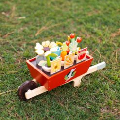 Tender Leaf Toys - Garden Wheelbarrow Set - Deluxe Garden Pretend Play Wooden Toy Set for Gardening