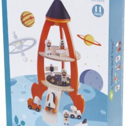 Tender Leaf Toys - Cosmic Rocket Set - 11 Pcs Wooden Rocket and Outer Space Themed Playset for Kids