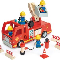 Tender Leaf Toys - Fire Engine - Wooden Fire Truck Toy with Firefighters and Accessories